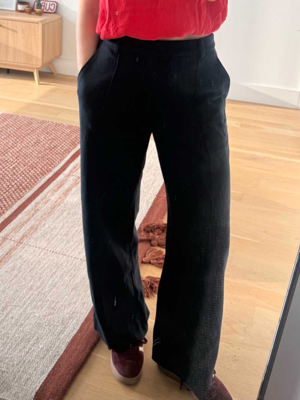 Uniqlo Brushed Jersey Wide Pants - navy